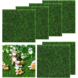 Mevronisshop-Herbe Synthetique Exterieur 6pcs 15&times;15cm Fausse Pelouse D&eacute;corative 3cm, Gazon Artificiel &Eacute;pais Pour Balcon, Mariage, Miniature, Tapis Faux Gazon Pour Terrasse Ou Maquette - Neuf