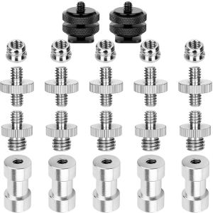 Lot De 22 Vis De Montage Pour Appareil Photo,Adaptateur De Vis De Tr&eacute;pied 1/4 &Agrave; 1/4,Adaptateur De Filetage De Convertisseur 3/8-20,Adaptateur De Montage Sabot De Cam&eacute;ra Vers 1/4,Lot De 22 - Neuf