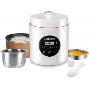 Ulteronixshop-Cuiseur de Riz 1,5 L Avec Fonction Low Carb et Cuiseur Vapeur, Mini Cuiseur &agrave; Riz 7 Fonctions, Multicuiseur num&eacute;rique, minuterie, maintien au chaud &eacute;cran LED (Blanc) - Neuf
