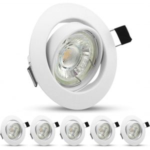 Subzonal-5w Gu10 Spots Led Encastrables Orientables Mat Blancs Ronds Ip20 Plafonniers 450lm 230v Blanc Chaud Luminaire Spots,Non Dimmable,Lot De 6 - Neuf