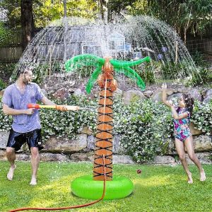 Arroseur Gonflable Pour Jardin, Palmier, Pour Enfants, Jouet De Piscine, Arroseur Gonflable Pour Pelouse, Fête Hawaïenne, Pour Garçons Et Filles, 2025-Bleu Foncé - Neuf