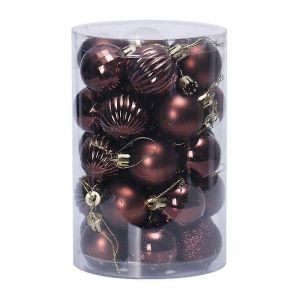 34 Pièces 4cm Incassable Boules De Noël Ornements Pour Arbre De Noël Mariage Fête D'anniversaire Décor-Café - Neuf