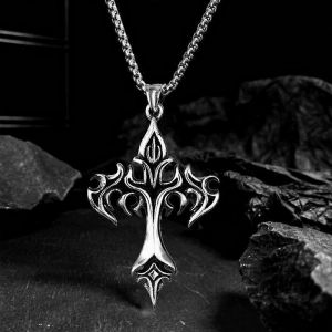 Hommes S Vintage Flame Cross Pendentif Collier Femmes En Acier Inoxydable Lien Cha&icirc;ne Charm Colliers Cool Punk Hip Hop Bijoux Cadeau - Neuf