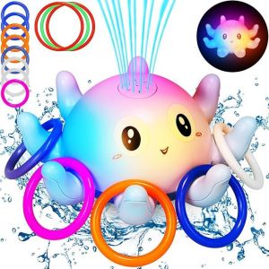 Jouets De Bain, Jouets D'eau En Forme De Pieuvre, Jouet De Bain Pour B&eacute;b&eacute; Avec Lumi&egrave;re, Jouets De Bain Pour B&eacute;b&eacute; &Agrave; Partir De 1 An (Bleu) - Neuf