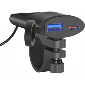 Prise USB Moto Etanche Charge Rapide Interrupteur,Tr&egrave;s Mince Prise de Chargeur de Voiture USB/18W QK3.0 et PD/30W Type-c,Chargeur USB Moto IP65 pour SUV Marin de Bateau 12V - Neuf