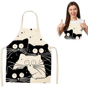 Loranka-Tablier Cuisine, 50 &times; 70 Cm Tablier De Cuisine Femme Mati&egrave;re Lin, Anim&eacute;s Tablier Personnalis&eacute; Pour Les Cuisines Domestiques Les Caf&eacute;s Les Barbecues Ext&eacute;rieurs Et Les Restaurants - Neuf