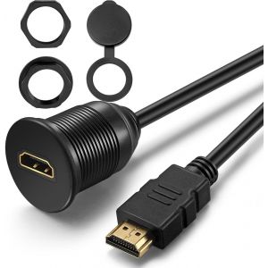 VornixorSarlshop-HDMI Panneau Montage encastr&eacute; c&acirc;ble &iquest; 1 metre 0,9 m extension HDMI Dash Flush Montage sur Panneau c&acirc;ble pour voiture, bateau et moto - Neuf