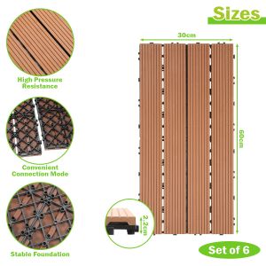 Dalle de terrasse Dalles clipsables en bois Rev&ecirc;tement Carrelage 60 x 30 pour jardin terrasse, Marron 60 pi&egrave;ces - Neuf