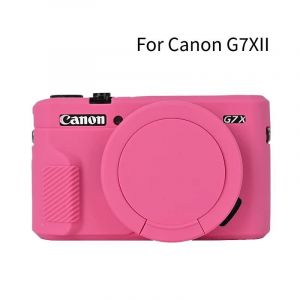 G7X3 G7X2 housse en caoutchouc souple et Silicone pour Canon Powershot G7XII G7X II G7X Mark 2 G7X Mark III G7XIII avec protecteur d'objectif-G7X2 roseRouge - Neuf
