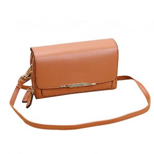 HJLIAN Petit sac a main bandouliere multifonctionnel grande capacite pour femme, porte-monnaie pour telephone portable, mini sac messager marron - Neuf