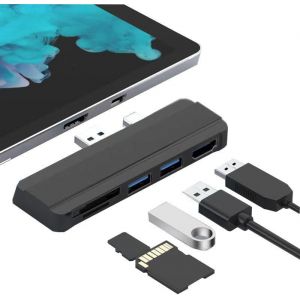 Station d'accueil USB pour Pro 4 5 6, Adaptateur de Convertisseur de Station d'accueil 5 en 1, Hub pour Ordinateur Portable avec 2 USB3.0 (5 Gbit/s), Adaptateur HDMI 4K, (Le Noir) - Neuf