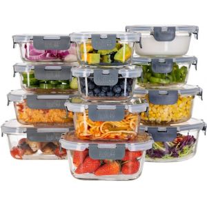 Checarzhn--No1-Récipients En Verre Avec Couvercles (Paquet De 12) ¿ Récipients De Préparation De Repas Réutilisables, Micro-Ondes, Four, Congélateur Et Lave-Vaisselle Compatibles (De 320ml À 1050ml) - Neuf