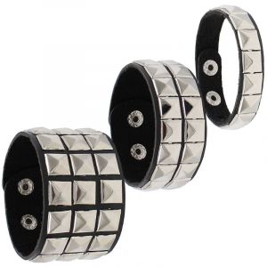 Bracelet Punk Clouté En Cuir Pour Homme Et Femme, Style Années 80, Style Gothique Punk Rock, Avec Rivets Pointus, Unisexe, En Métal, Pour Halloween, Accessoires De Fête - Neuf