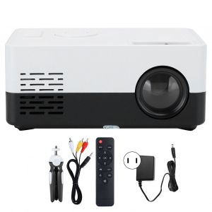Mini projecteur portable LED Home Cinema, lecteur multimedia video avec support, 100-240 V, noir et blanc, prise americaine - Neuf