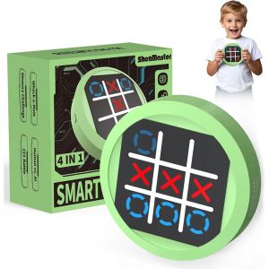 Eryi-Tic Tac Toe Bolt Game, Console De Jeu De Puzzle Portable 4 En 1, Jouet Fidget Portable, Jeux De Mémoire Pour Enfants, Jeu De Voyage Compact Pour Enfants (Vert) - Neuf