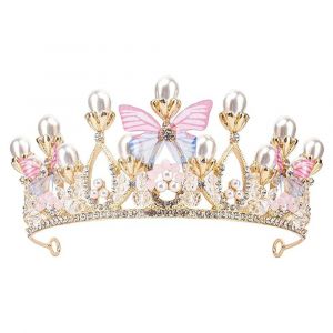 Diadèmes De Princesse Pour Les Filles, Cristal Diadème De Princesse De La Perle De La Couronne Bandeau, Bandeau Diadème De Princesse Pour Anniversaire, Célébration, Jour Férié, Fête - Neuf