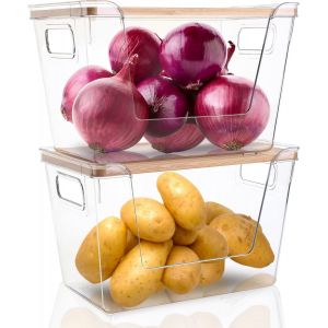 2 Ensembles D'organisateurs Et De Stockage Pour Le Garde-Manger - Conteneurs Empilables Pour Pommes De Terre,Oignons,Ail,Fruits,Légumes - Paniers De Cuisine Transparents Avec Couvercle - Neuf