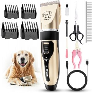 Jgd-Kit De Toilettage Pour Chien, Rechargeable Sans Fil Et Sans Fil Pour Animaux Domestiques, Kit De Tondeuse Professionnelle Robuste Avec 4 Peignes De Guidage Et Brosse De Nettoyage - Neuf