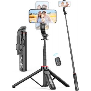 LORANKA-Aluminium Perche &agrave; Selfie de 130 CM, Trepied Smartphone avec T&eacute;l&eacute;commande Amovible, Extensible Selfie Stick Trepied, Support de T&eacute;l&eacute;phone pour Vid&eacute;o et Photo, Compatible avec iPhone, Android - Neuf