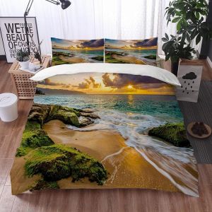 Housse De Couette X Vue Sur La Mer, D Imprim&iquest;&iquest;E Microfibre Parure De Lit Vue Sur La Mer Housse De Couettes Personne Avec X Taie D'oreiller X Cm - Neuf