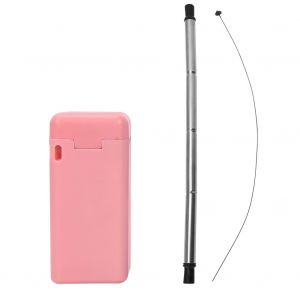 Paille pliable portable et reutilisable, en acier inoxydable de qualite alimentaire, rose - Neuf