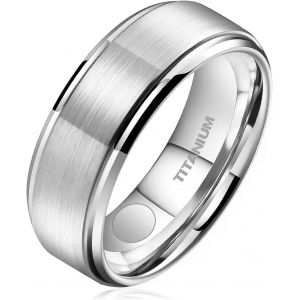 Kahfl-Bague Magn&eacute;tique En Titane,Bague Magn&eacute;tique En Argent 8mm,Hommes Et Femmes,Bague Magn&eacute;tique Th&eacute;rapeutique,Bague De Style De Vie Polie,Aimant Puissant (3500 Gauss) - Neuf