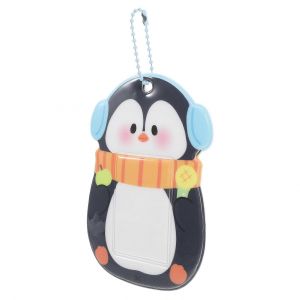 Pingouin mignon de PVC de bande dessin&eacute;e ID Titulaire de la Carte avec une Lani&egrave;re pour les Filles et les Adolescents, Polyvalent Trousseau de cl&eacute;s pour les &Eacute;tudiants et les Banlieusards, Noir - Neuf