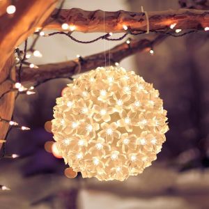 1pc Led Guirlande Lumineuse - 18cm, De Lumi&egrave;re De No&euml;l Avec 150 Batteries, La Pendaison De Fleur De Cerisier Lumi&egrave;re D&eacute;corative, D&eacute;coration De No&euml;l Pour La Maison, La Salle De S&eacute;jour, Blanc Chaud - Neuf