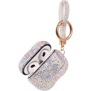 LORANKA-Coque Scintillante Compatible avec AirPods 3&egrave;me g&eacute;n&eacute;ration avec Porte-cl&eacute;s, Protection Antichoc avec Strass de qualit&eacute; sup&eacute;rieure pour AirPods 3 (AB avec Porte-cl&eacute;s) - Neuf