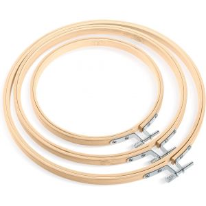 Mevronisshop-Lot De 3 Cercles &Agrave; Broder En Bambou, 13cm, 17cm, 20cm Cerceaux De Broderie Ronds R&eacute;glable Pour Diy, Artisanat, Broderie D&eacute;coration - Neuf