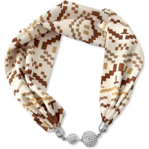 Ershi-Femme Mode Foulards En Soie Collier Boucle Magnétique Pratique Avec Strass Bling Petit Étroit Foulard Décoratif Bijoux Pende[1 - Neuf