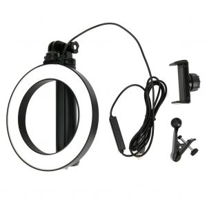 Anneau lumineux LED 16 cm a intensite variable, trepied USB avec clip pour telephone portable, pour la photographie video en direct - Neuf