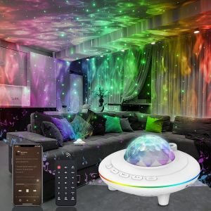 Projecteur D'étoiles, Projecteur De Galaxie, Lampe De Nuit Led, Projecteur De Lumière De Nuit Avec Télécommande, Rotation À 360 °, Musique, Haut-Parleur Bluetooth Pour Enfants (Blanc) - Neuf