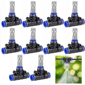 Lot De 10 Buses De Pulvérisation En Laiton Avec Raccord En T De 6 Mm - Buse De Pulvérisation Micro Drip - Buse De Pulvérisation Pour Jardin, Refroidissement Extérieur, Système De Brumisation - Neuf