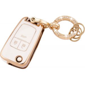 &Eacute;tuis de Protection pour cl&eacute; de Voiture Compatible avec Vauxhall Opel Astra Insignia Vectra Zafira Meriva Mokka Chevy Captiva Orlando Holden 2 3 Boutons Pliable &eacute;tui Porte-cl&eacute;s(R-Chv-3F-W) - Neuf