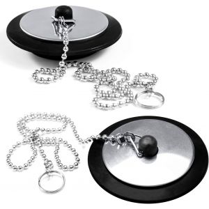 SJZG-Bouchon D'&Eacute;vier - Chrome - Caoutchouc - Bouchon De Bain - Couvercle De Drain - Paquet De 2 - Accessoire De Salle De Bain Pour Baignoire - &Eacute;viers - 1,5 Pouces - Neuf