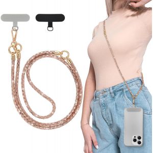 TIANYI-Lani&egrave;re de T&eacute;l&eacute;phone avec Dragonne, Bling Cordon Universel pour Portable, Tour de Cou Smartphone Sangle Attache, Sangle T&eacute;l&eacute;phone en Bandouli&egrave;re x 1, Dragonne x1,Patch x2 - Neuf