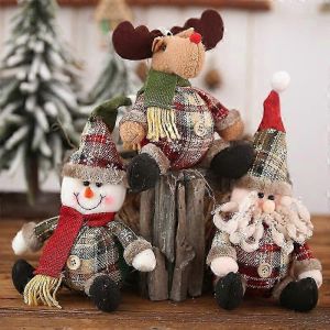 Peluche de no&euml;l Ornements 3pcs Set avec le p&egrave;re no&euml;l Bonhomme de neige Renne Poup&eacute;e - Neuf
