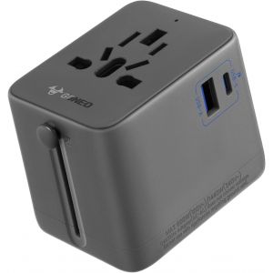 JGD-Adaptateur Prise Universelle avec USB-C(PD 20W) & USB-A, Adaptateur Voyage France Anglaise USA Japon Canada Irlande Chinoise, avec Protection Contre Les Surcharges Automatique et Blindage EMI - Neuf