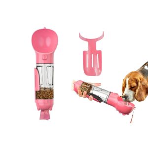 Bouteille D'eau 4 En 1 Pour Animaux De Compagnie Avec R&eacute;cipient Pour Nourriture Et Pelle &Agrave; D&eacute;jections, Capacit&eacute; De 300 Ml Pour Chiens Et Chats - Neuf