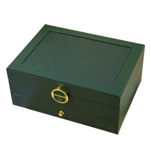 Bo&icirc;te De Rangement De Bijoux &Agrave; Motif Losange Simple Grand Seau De Stockage &Eacute;tanche Pour Chambre &Agrave; Coucher Salon Double Pont,Vert - Neuf