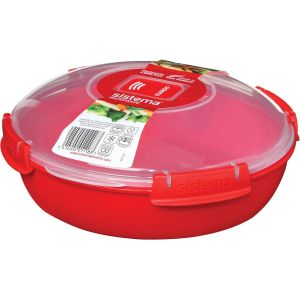 Micro-ondes Round Récipient alimentaire/Bol de cuisson-Cuiseur vapeur de 1,3 L-Rouge/Transparent - Neuf