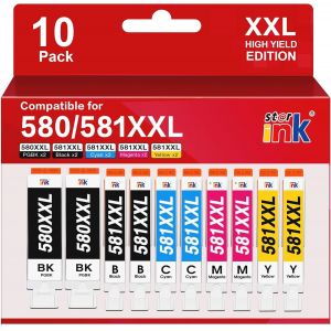 ChenQuanSarl-Starink Pgi-580 Cli-581 Xxl (10 Pack) Compatible Pour Cartouche Canon 581 580 Xxl Pour Canon Ts6350 Ts6150 Ts6351 Ts6151 Ts9550 Ts705 Ts8150 Tr8550 Ts9150 Ts8151 Tr7550 - Neuf