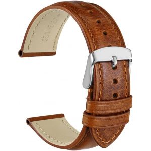 Bracelets De Montre En Cuir Vintage Avec Boucle En Argent Inoxydable, Bande De Remplacement 14mm 16mm 18mm 19mm 20mm 21mm 22mm 23mm 24mm - Neuf