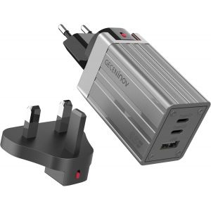 65W Usb C Chargeur, Adaptateur Secteur Usb C Pd Gan Iii 3 Ports, Charge Rapide, Universelle Pour Prises Us/Uk/Eu Avec Compatibilité Macbook Pro/Air,I Phone,I Pad,Remplace Les Chargeurs 60W 45W 30W - Neuf