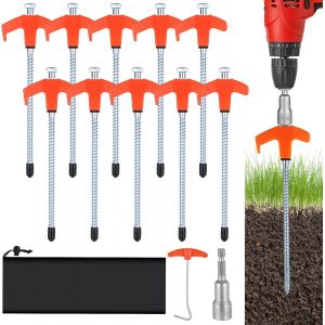 Yemaesre-10 Piquets De Tente, Sardines Camping Equipé D'un Extracteur De Tente Piquets, D'une Pr Hexagonale Et D'un Sac De Rangement Pour Le Camping, Jardin Et L'extérieur - Neuf