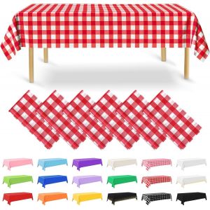 Lot De 6 Nappes Rectangulaires Jetables En Plastique Pour Fête, Fiançailles, Mariage, Baptême, Anniversaire - Rouge - 137 X 274 Cm - Neuf