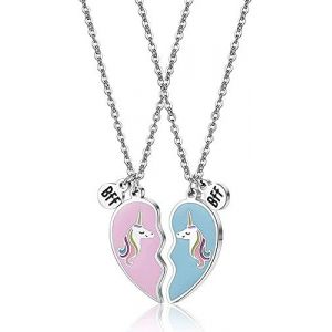 Bff Ensemble De Colliers D'amitié De Licorne Ensemble De Collier De Coeur D'amitié De Licorne Bff Collier,Coeur Pendentif Pour Soeur Meilleure Amie Cadeau Jeune Fille Anniversaire Anniversaire 2pièces - Neuf