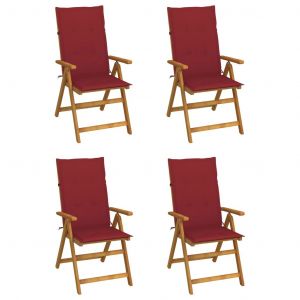Prolenta Premium - Chaises Inclinables De Jardin Lot De 4 Et Coussins Bois Acacia - Neuf