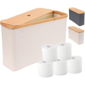 19L Pliable Rangement Papier Toilette, Portable Panier Rangement avec Couvercle, Multifonctionnel Organisateur Salle de Bain en Tissu Oxford, Petit Panier Rangement Gain de Place, Beige - Neuf